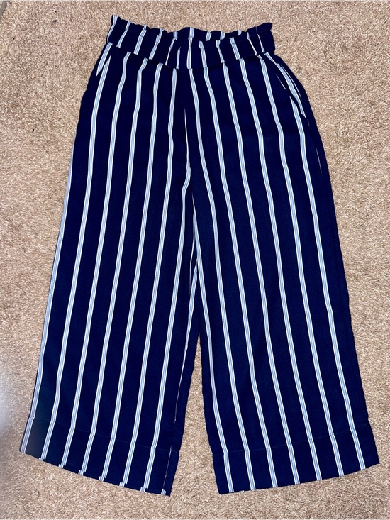 H&M Pants - H&M Navy & White Vertical Stripe Wide-Leg Pants